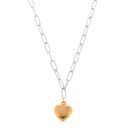 Gold Two-Tone Circle and Cross Pendant Necklace with Snake Chain - Silver