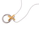 Silver Two-Tone Circle and Cross Pendant Necklace with Snake Chain - Silver