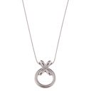 Silver Two-Tone Circle and Cross Pendant Necklace with Snake Chain - Silver