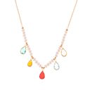  Pearl Beaded Necklace with Colorful Teardrop Crystal Charms