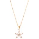  Gold-Tone Flower Pendant Necklace with Crystal Petal Accents