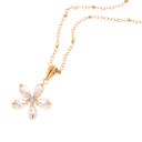 Gold Gold-Tone Flower Pendant Necklace with Crystal Petal Accents