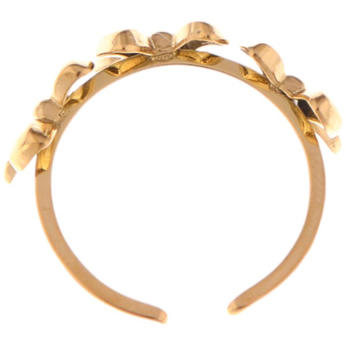 Gold Tone Bow Design Adjustable Ring with Triple Bow Accents