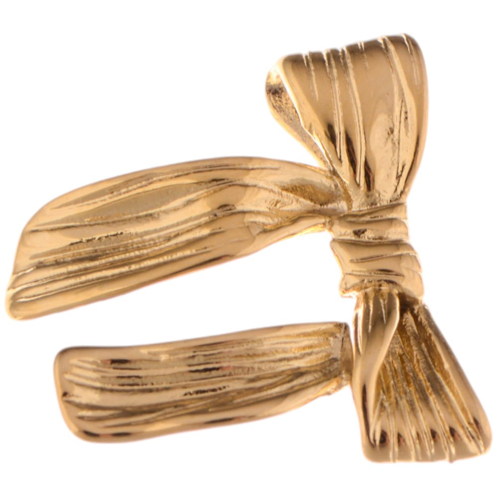 Gold Tone Textured Bow Stud Earrings for a Delicate Touch