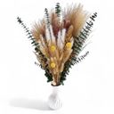  Decorative Dried Floral Bouquet with Greenery and Textured Accents for Home Decoration, 17.5 Inches