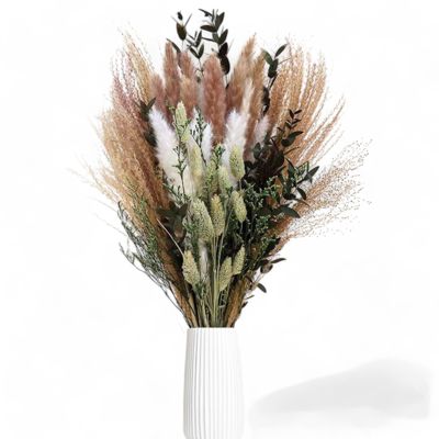 Decorative Dried Bouquet with Greenery and Grasses for Home Decoration and Centerpieces, 17.5 Inches