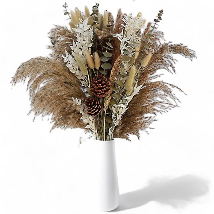 Decorative Dried Bouquet with Pinecone and Natural Grasses for Home Decoration, 17.5 Inches