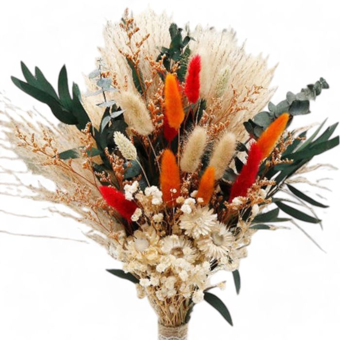 Decorative Mixed Dried Flower Bouquet for Home Decoration and Arrangements, 17.7 Inches