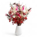  Vibrant Artificial Mixed Floral Arrangement with Pink and Red Accents