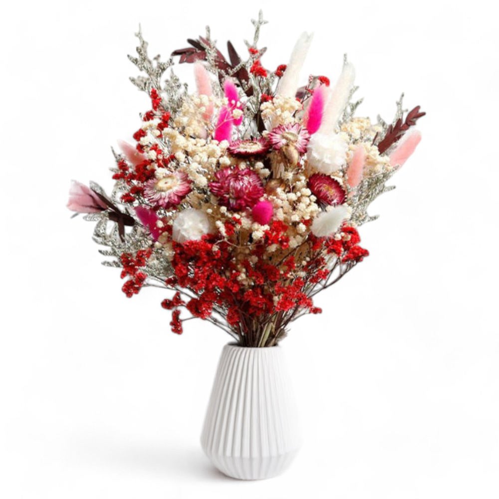 Vibrant Artificial Mixed Floral Arrangement with Pink and Red Accents