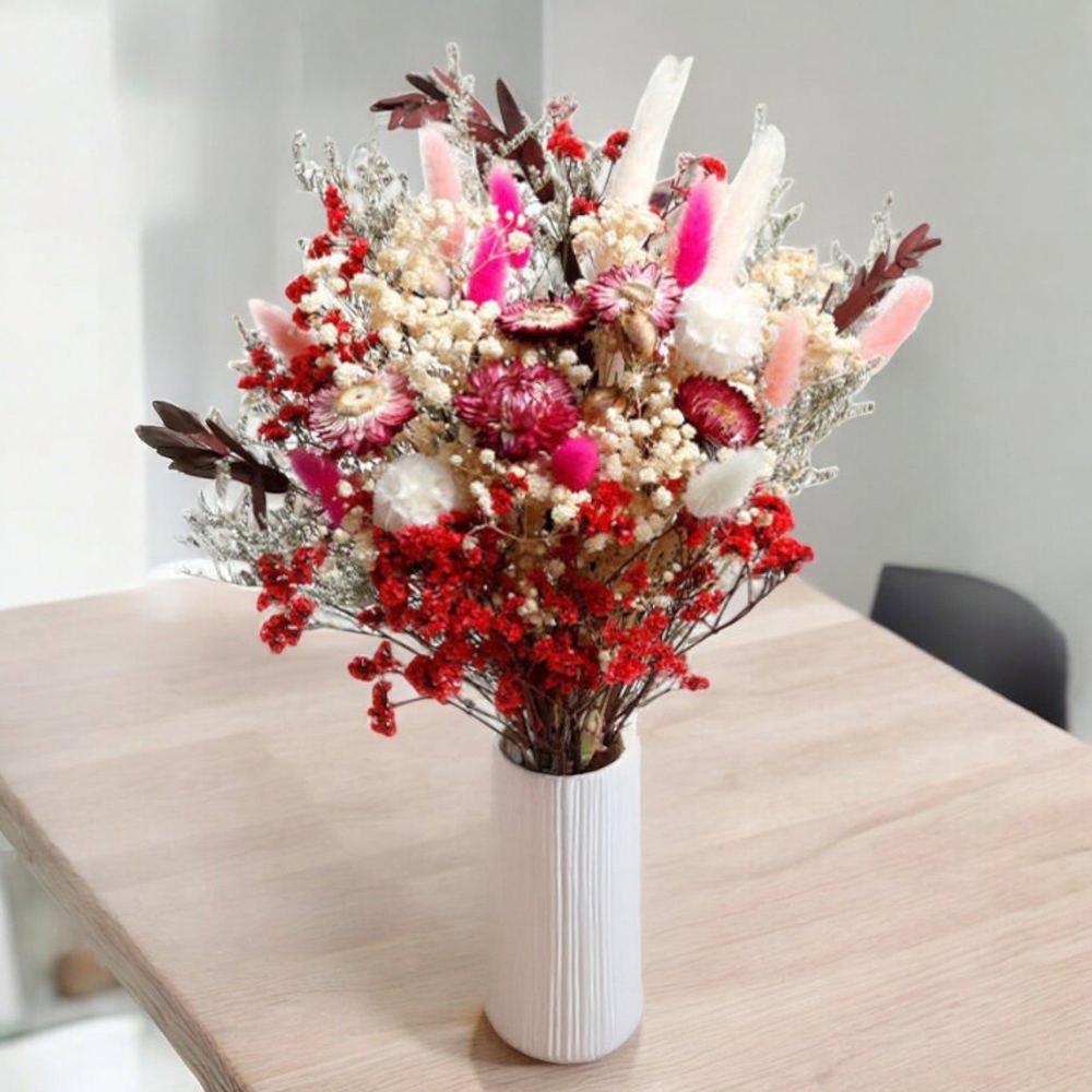 Vibrant Artificial Mixed Floral Arrangement with Pink and Red Accents