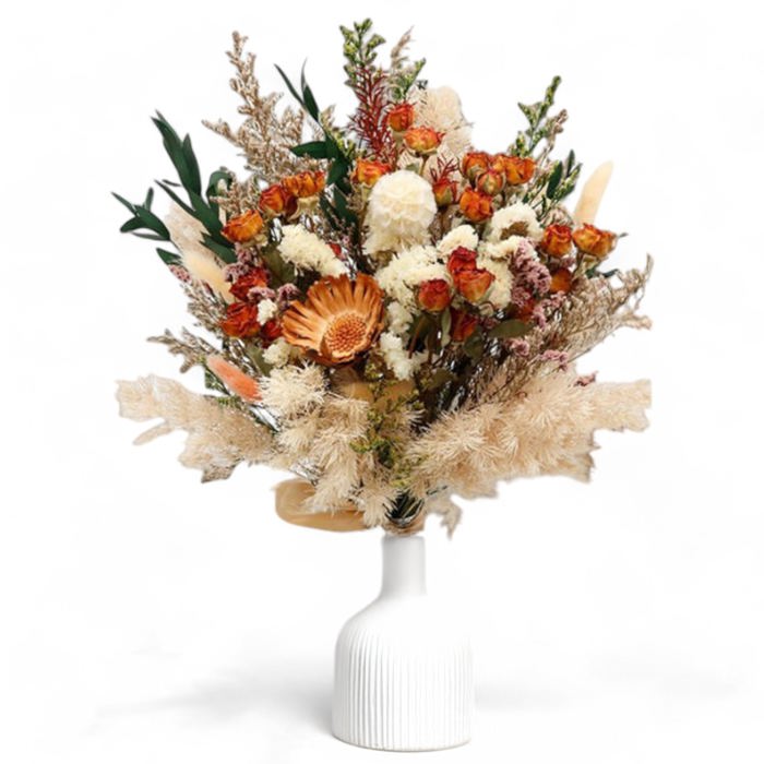 Autumn-Inspired Artificial Floral Arrangement with Warm Hues