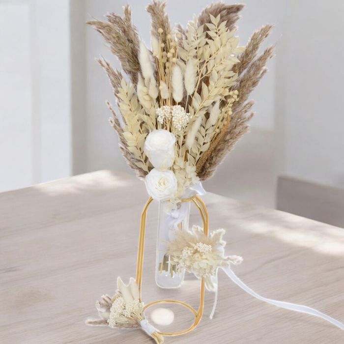 Decorative Mixed Dried Flower Bouquet with Elegant Accents for Home Decoration and Events, 17 Inches