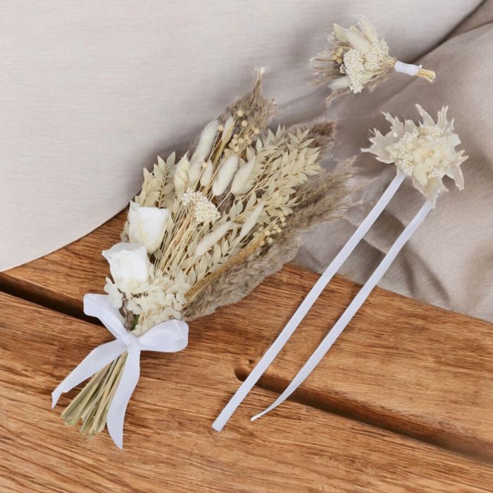 Decorative Mixed Dried Flower Bouquet with Elegant Accents for Home Decoration and Events, 17 Inches