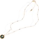 Green Gold Tone Chain Necklace with Green Enamel Flower Pendant