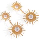 Gold Gold Tone Sunburst Dangle Earrings with Pearl Accents