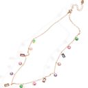 Gold Multi-Colored Gemstone Pendant Necklace on Gold Tone Chain