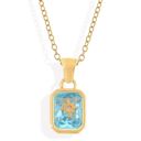 Gold Gold Tone Pendant Necklace with Rectangular Crystal and Starburst Accent