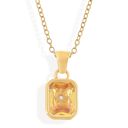 Red Gold Tone Pendant Necklace with Rectangular Crystal and Starburst Accent