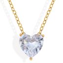 Silver Gold Tone Necklace with Heart-Shaped Crystal Pendant