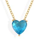 Yellow Gold Tone Necklace with Heart-Shaped Crystal Pendant