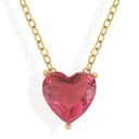 Off-white Gold Tone Necklace with Heart-Shaped Crystal Pendant