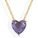 Gray Gold Tone Necklace with Heart-Shaped Crystal Pendant