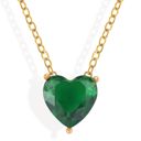 Green Gold Tone Necklace with Heart-Shaped Crystal Pendant