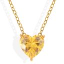 Red Gold Tone Necklace with Heart-Shaped Crystal Pendant