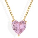 Purple Gold Tone Necklace with Heart-Shaped Crystal Pendant