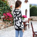  Leopard Print Long Sleeve Cuffed Sweater