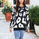  Leopard Print Long Sleeve Cuffed Sweater