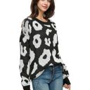 Black Large Leopard Print Long Sleeve Cuffed Sweater