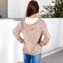 Brown Large Leopard Print Hoodie with Drawstring and Kangaroo Pocket