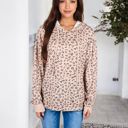 Brown Medium Leopard Print Hoodie with Drawstring and Kangaroo Pocket