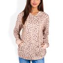 Brown XL Leopard Print Hoodie with Drawstring and Kangaroo Pocket