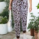 Brown Large High Waist Animal Print Jogger Pants with Drawstring and Elastic Cuffs