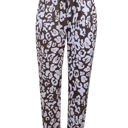 Brown Large High Waist Animal Print Jogger Pants with Drawstring and Elastic Cuffs