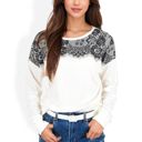  Long Sleeve Top with Lace Yoke Detail and Relaxed Fit