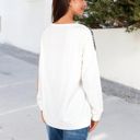  Long Sleeve Top with Lace Yoke Detail and Relaxed Fit