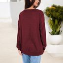 Red Large Long Sleeve Top with Lace Yoke Detail and Relaxed Fit