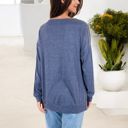 Blue Large Long Sleeve Top with Lace Yoke Detail and Relaxed Fit