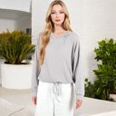  Drawstring Hem Ribbed Hoodie with Long Sleeves and Relaxed Fit