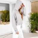  Drawstring Hem Ribbed Hoodie with Long Sleeves and Relaxed Fit