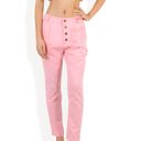 Pink XXL Pleated High Waist Tapered Pants with Button Front and Belt Detail