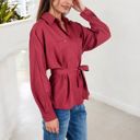  Button-Up Shirt with Belted Waist and Utility Pockets