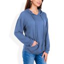  Waffle Knit Long Sleeve Hoodie with Front Pockets