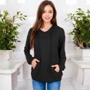 Black XXL Waffle Knit Long Sleeve Hoodie with Front Pockets