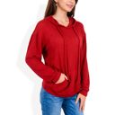 Red XXL Waffle Knit Long Sleeve Hoodie with Front Pockets