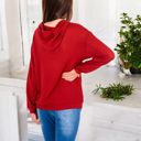 Red XXL Waffle Knit Long Sleeve Hoodie with Front Pockets